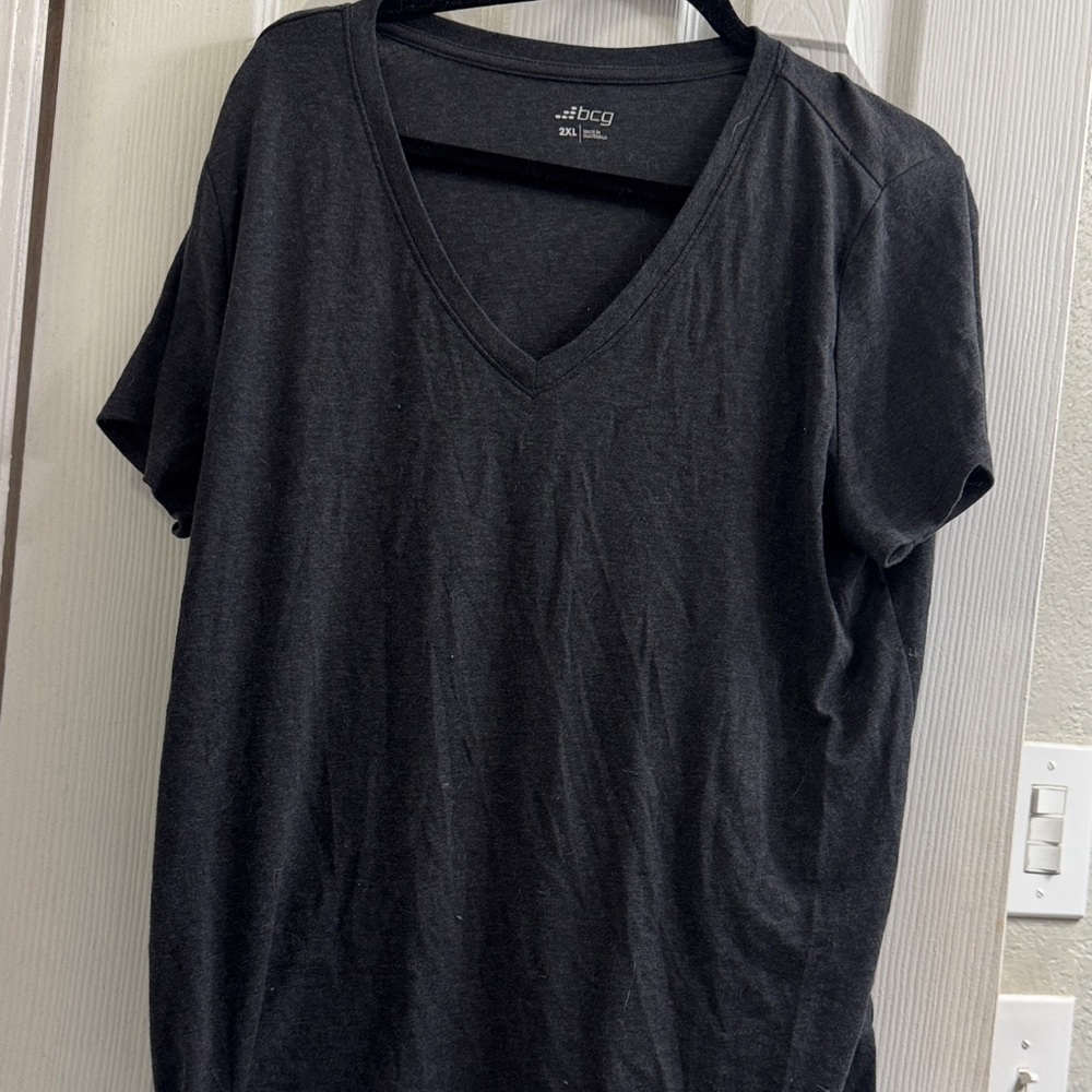 BCG women’s  Charcoal V-Neck Tee